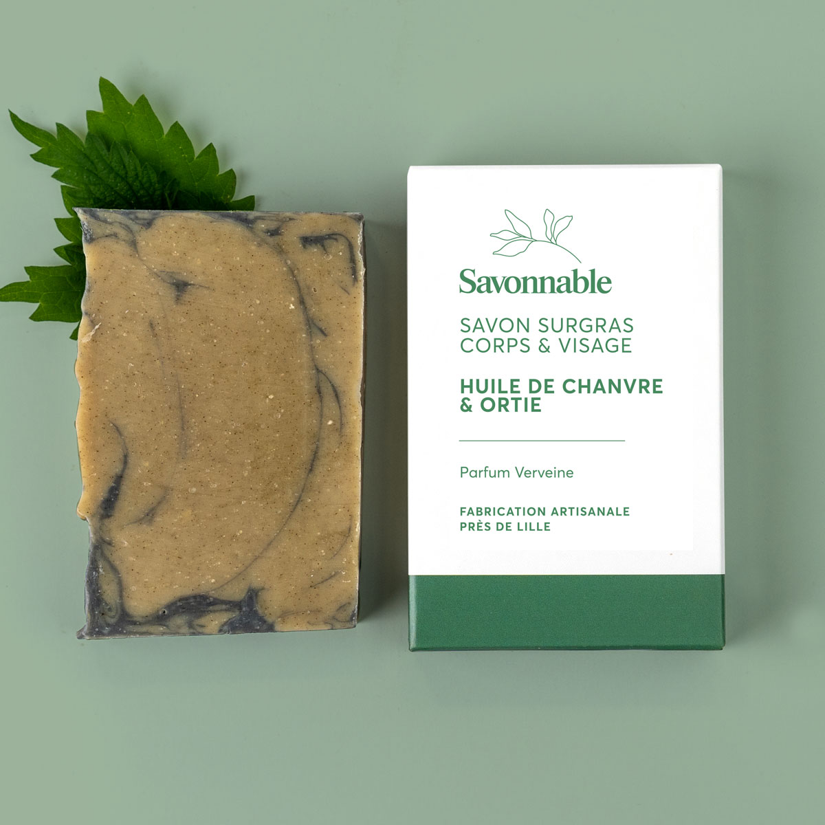 Savon solide <span>Chanvre & Ortie</span> saponifié à froid