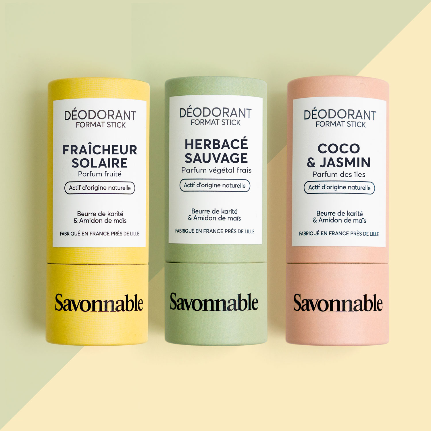 <span>Pack 3 déodorants en stick<span> - Fabriqué en France