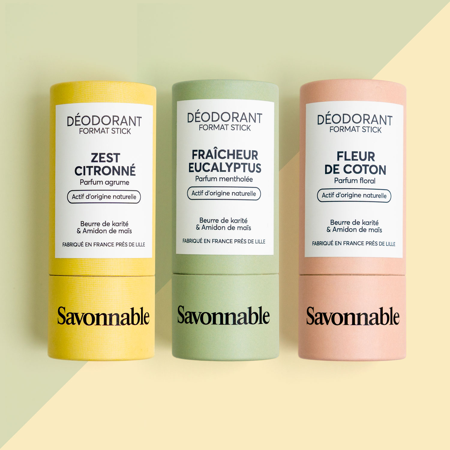 <span>Pack 3 déodorants en stick<span> - Fabriqué en France