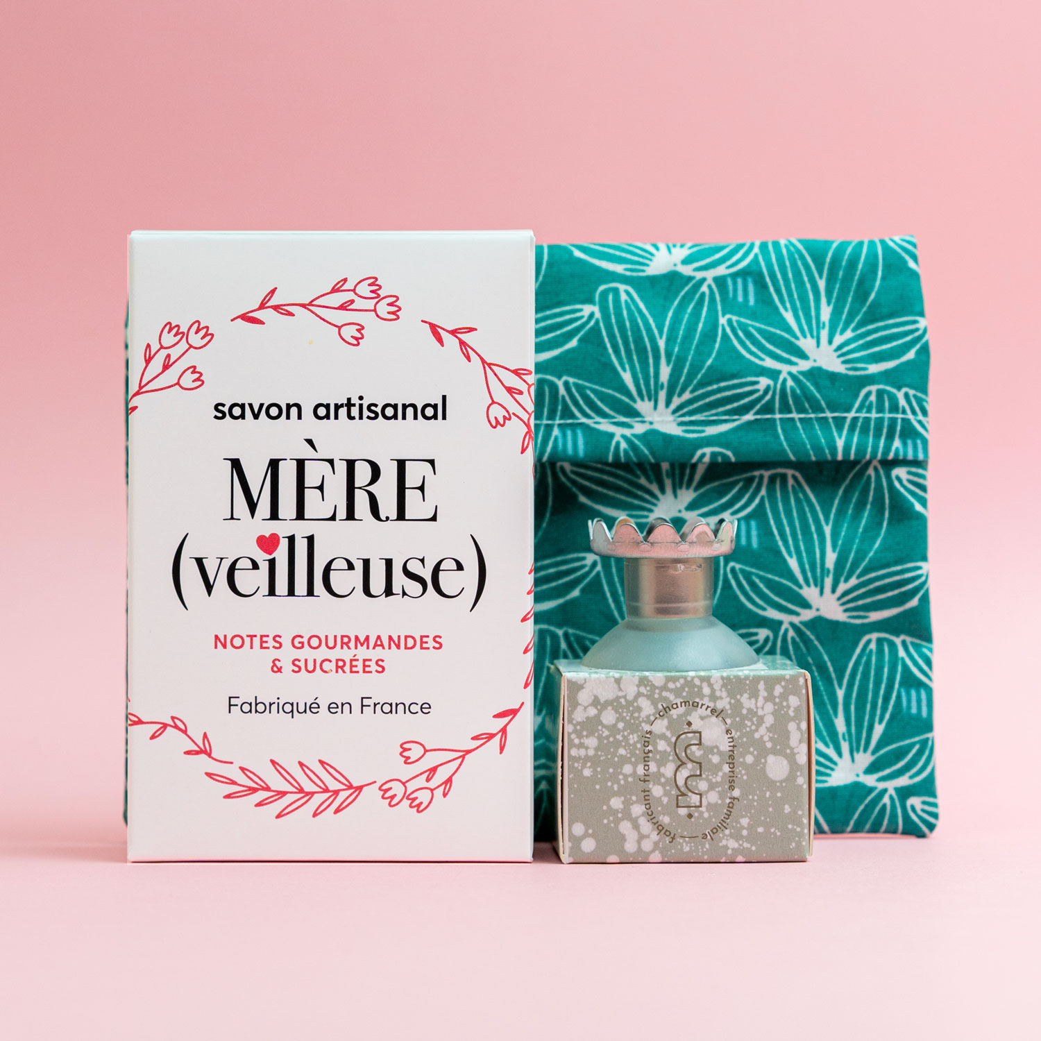 Coffret Cadeau <span>Pochette, Porte-savon et Savon Mère (Veilleuse)</span>