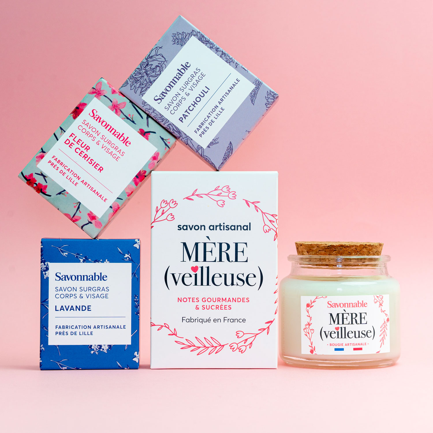 Coffret Cadeau <span>Savons découvertes + bougie Mère (Veilleuse)</span>