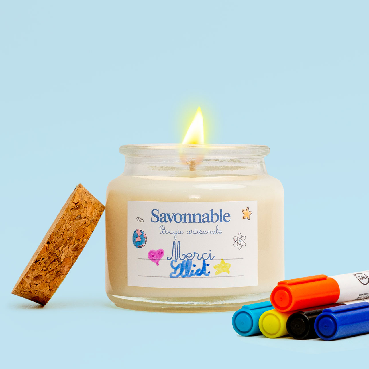 Bougie Merci personnalisable <span>Maîtresse, ATSEM, Nounou...</span>