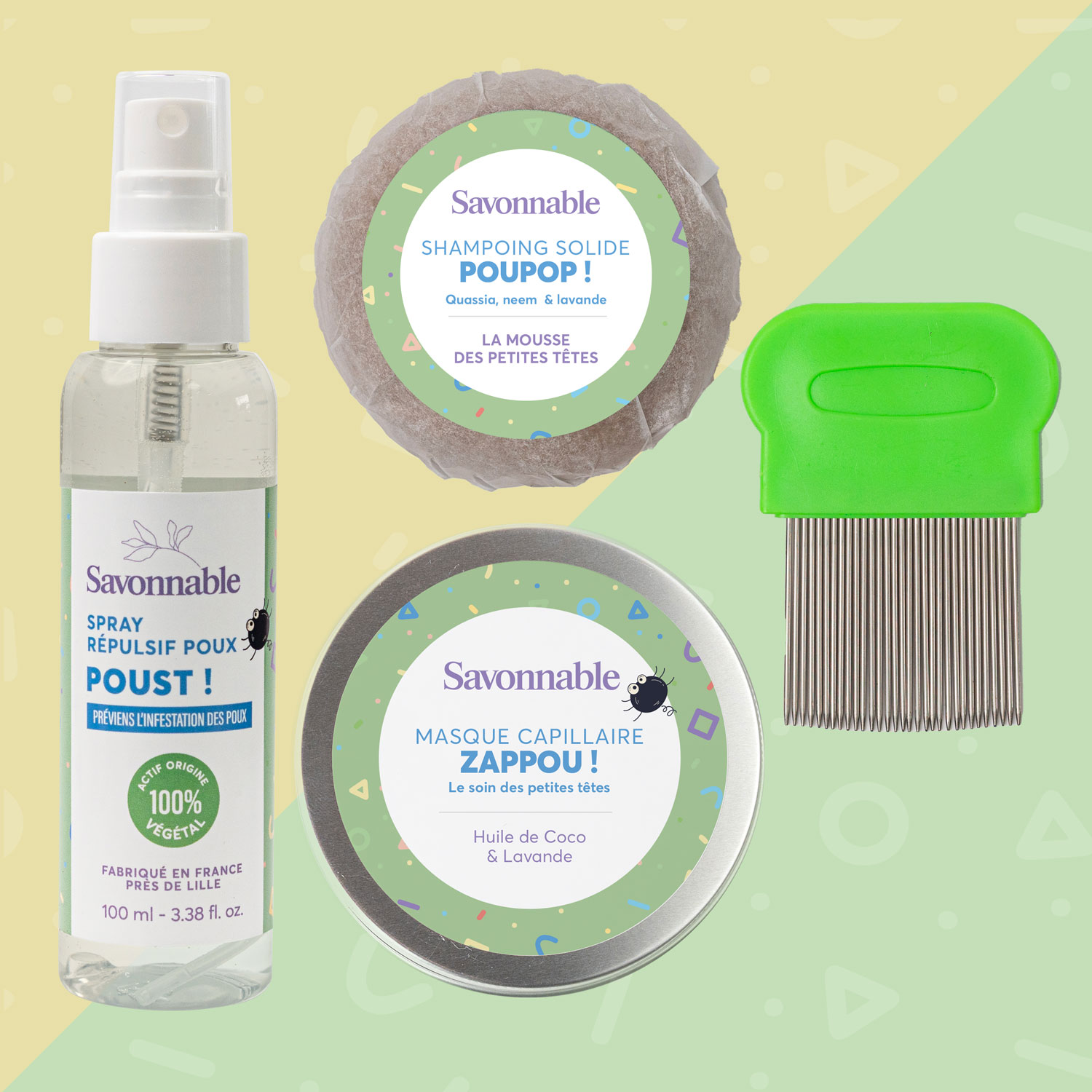Kit complet Poux & Lentes <span>Shampoing, Répulsif, masque et peigne